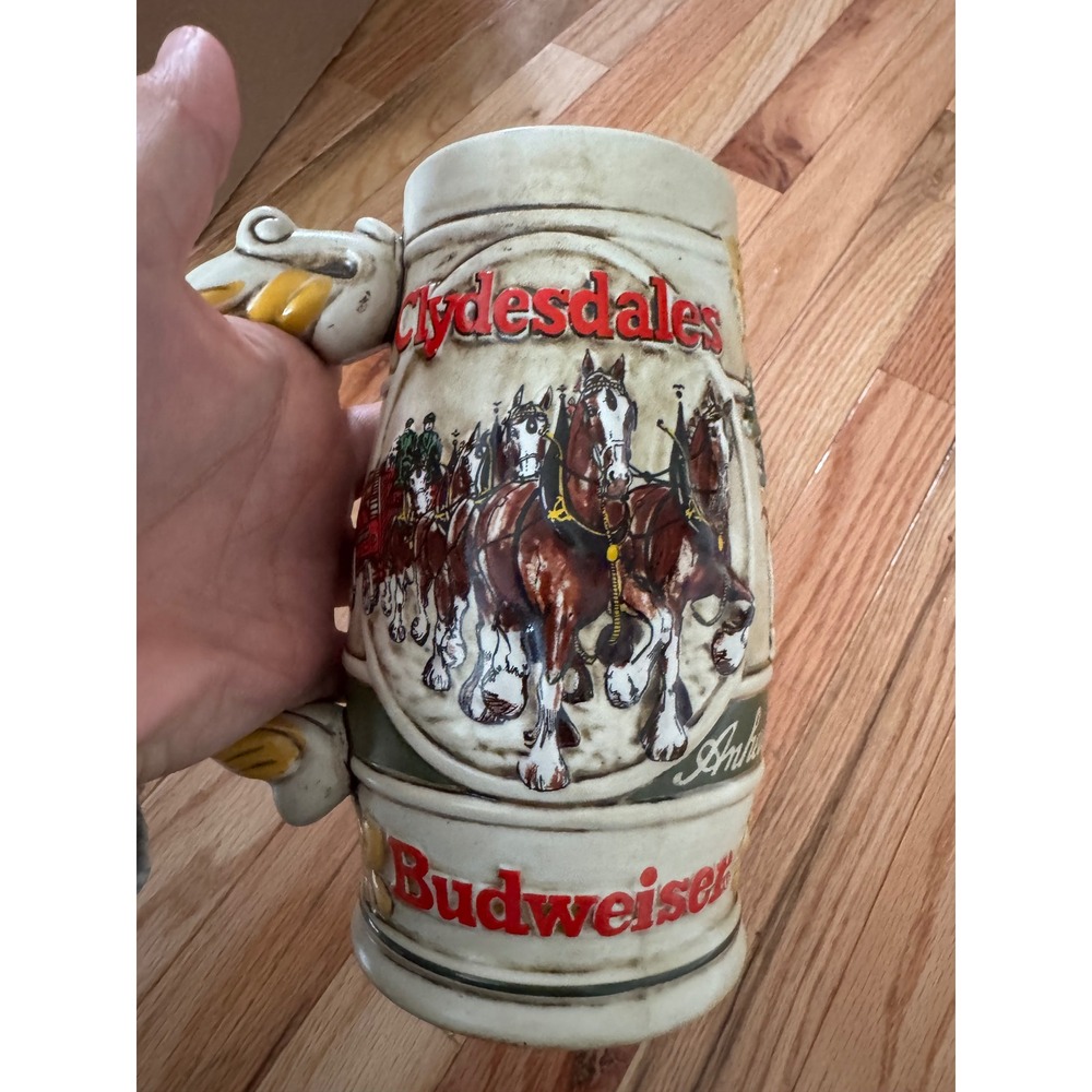 Vintage Anheuser Busch Budweiser Clydesdale Ceramic Beer Stein A&Eagle Logo